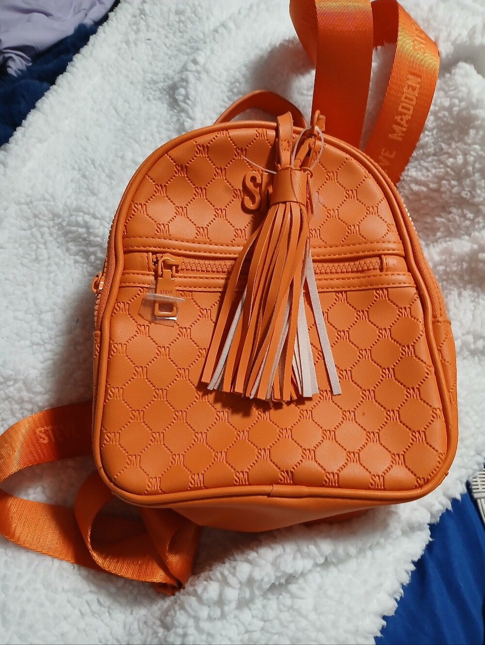 Steve Madden Orange Quilted Mini Backpack Crossbody
